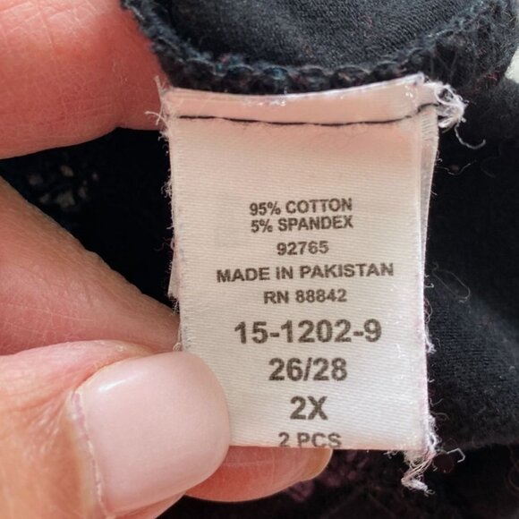 Elios Womens Black Floral Knit Pajama Bottoms with Elasticized Waist Size 2X - Picture 4 of 10